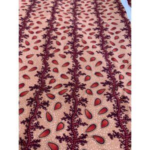 Vintage Red & Brown Paisley Cotton Fabric 1/2 Yard 42" Wide Quilting & Sewing